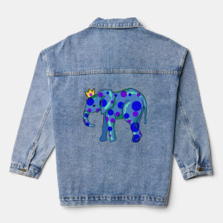 Krönte Elefanten mit Polka Dots Girl Jeansjacke