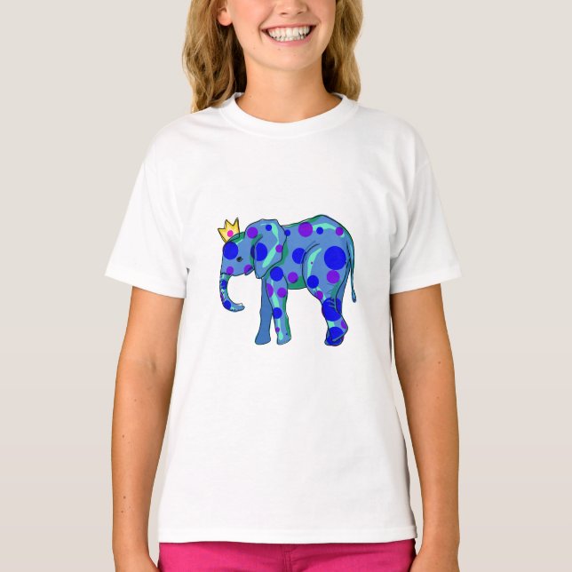 Krönte Elefanten mit Polka Dots Girl T-Shirt (Vorderseite)