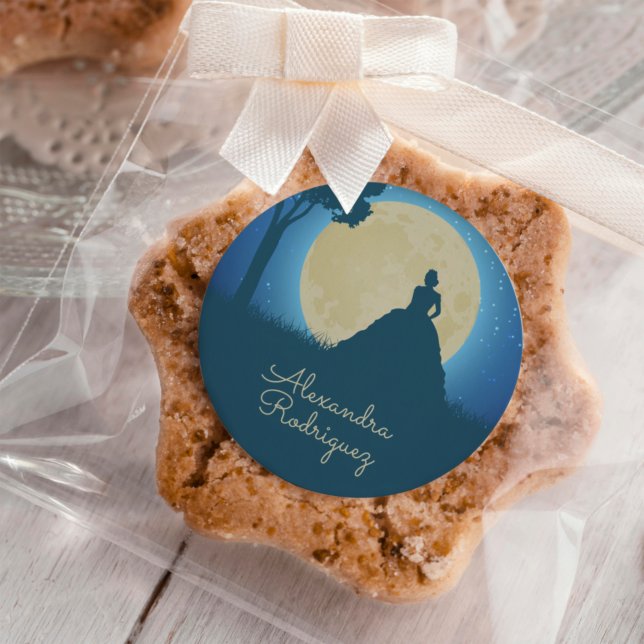 Krönte Silhouette mit dem Monde Quinceanera Runder Aufkleber (Von Creator hochgeladen)