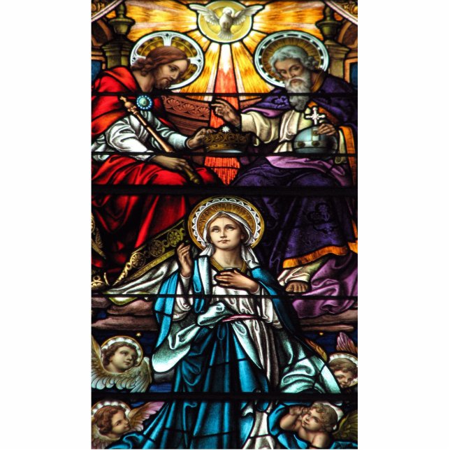 Krönung der gesegneten Jungfrau Mary Stetting Glas Freistehende Fotoskulptur (Vorne)