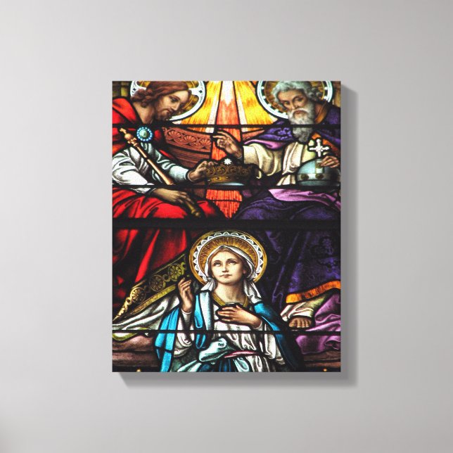 Krönung der gesegneten Jungfrau Mary Stetting Glas Leinwanddruck (Vorderseite)