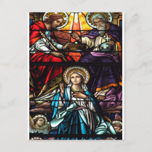 Krönung der gesegneten Jungfrau Mary Stetting Glas Postkarte
