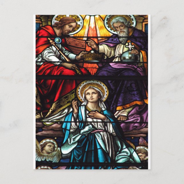 Krönung der gesegneten Jungfrau Mary Stetting Glas Postkarte (Vorderseite)