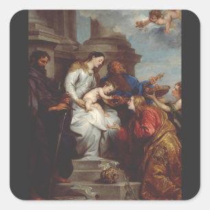 Krönung der heiligen Rosalia von Anthony van Dyck Quadratischer Aufkleber