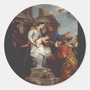 Krönung der heiligen Rosalia von Anthony van Dyck Runder Aufkleber