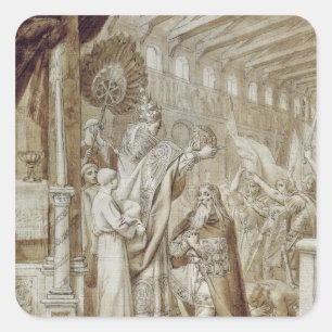 Krönung von Charlemagne Quadratischer Aufkleber