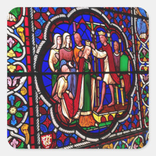 Krönung von Esther - Fenster aus festem Glas Quadratischer Aufkleber