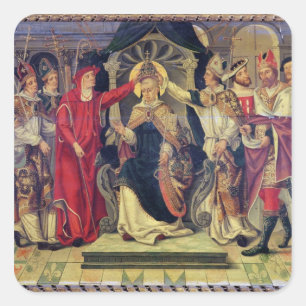 Krönung von Papst Celestine V im August 1294 Quadratischer Aufkleber