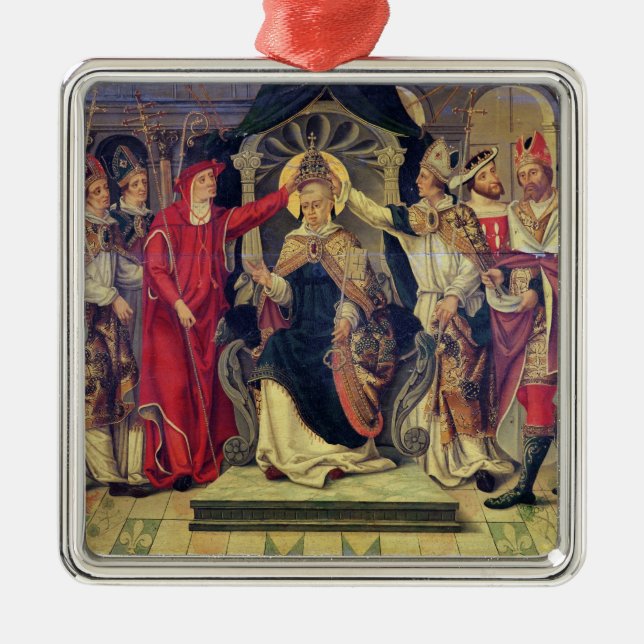 Krönung von Papst Celestine V im August 1294 Silbernes Ornament (Vorne)