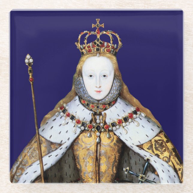 Krönung von Tudor Königin Elizabeth I Glasuntersetzer (Vorderseite)
