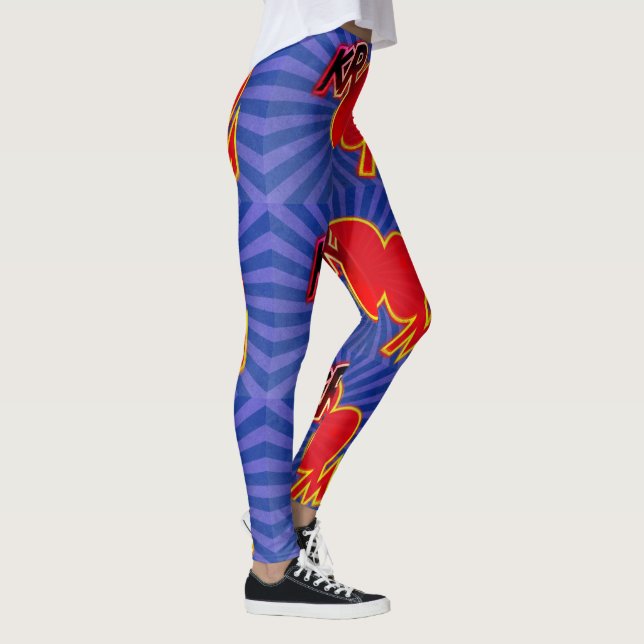 Kroom Red & Black Action Blase stört Detail Leggings (Rechts)