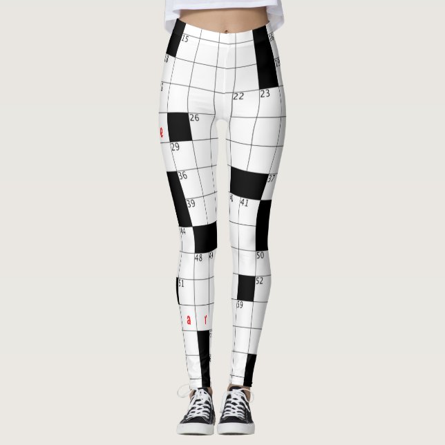 KROSSWORT PUZZLE EMPTY SCHWARZ-WEISSE KLEINE BOXEN LEGGINGS (Vorderseite)