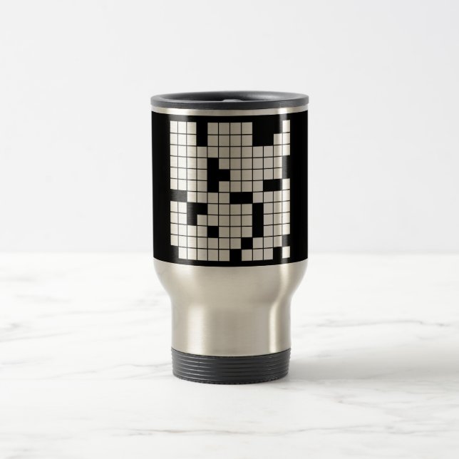 KROSSWORT PUZZLE PATTERN GRAPHICS SPIELE SPASS WOR REISEBECHER (Mittel)