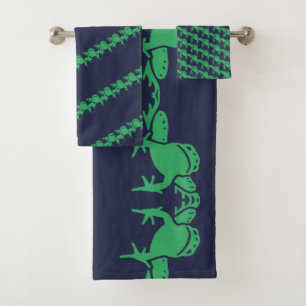 Kröten-Frosch-Marine-Blau Badhandtuch Set