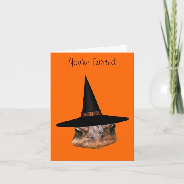 Kröten-Gesichts-Hexe-Hut-Halloween-Party-Einladung Einladung (Vorderseite)