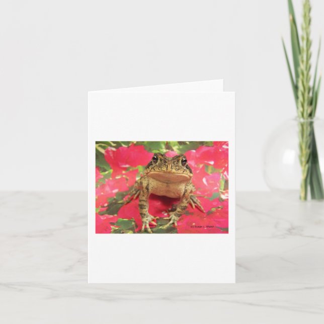 Krötenfrosch stehend oben gegen karte (Vorderseite)
