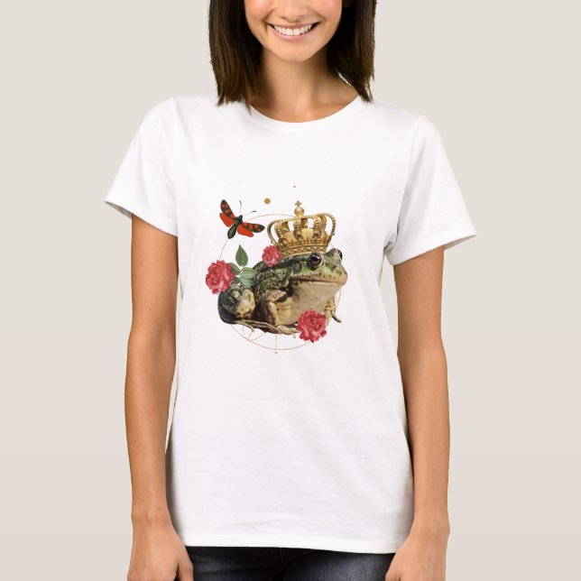 Krötenkönigin mit goldener Krone - Lustige Amphibi T-Shirt (Vorderseite)