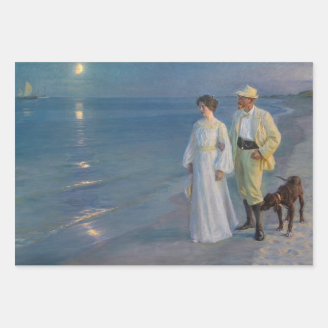 Kroyer - Der Künstler und seine Ehefrau am Strand Geschenkpapier Set (Vorderseite)