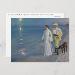 Kroyer - Der Künstler und seine Ehefrau am Strand Postkarte
