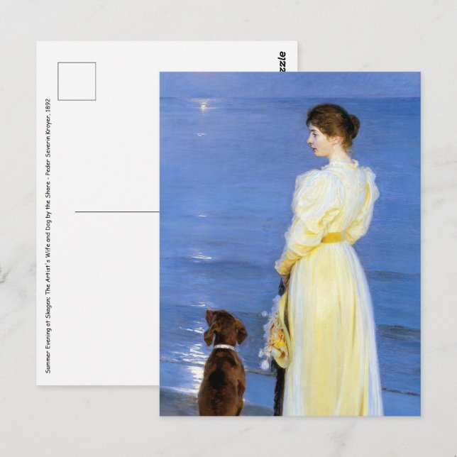 Kroyer - Die Ehefrau und der Hund des Künstlers an Postkarte (Vorne/Hinten)