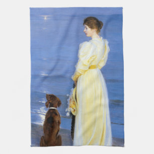Kroyer - Die Frau des Künstlers und Hund am Ufer Geschirrtuch