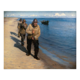 Kroyer - Drei Fischer ziehen ein Boot Fotodruck