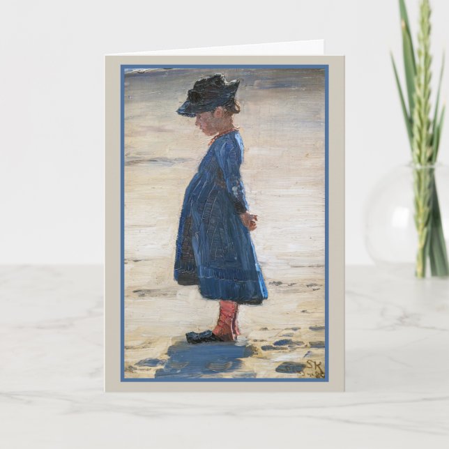 Kroyer - Little Girl stehend am Skagen Beach Karte (Vorderseite)