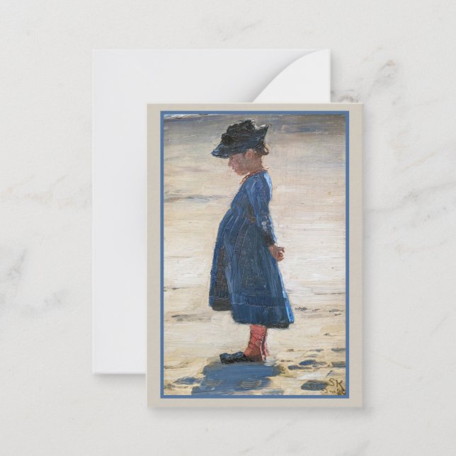 Kroyer - Little Girl stehend am Skagen Beach Mitteilungskarte (Vorderseite)