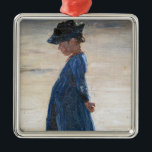 Kroyer - Little Girl stehend am Skagen Beach Ornament Aus Metall<br><div class="desc">Little Girl stehend am Skagen Southern Beach - Peder Severin Kroyer,  1884. Öl auf Tafel.</div>