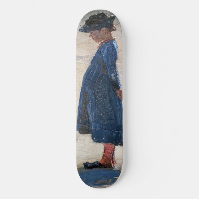 Kroyer - Little Girl stehend am Skagen Beach Skateboard (Vorderseite)