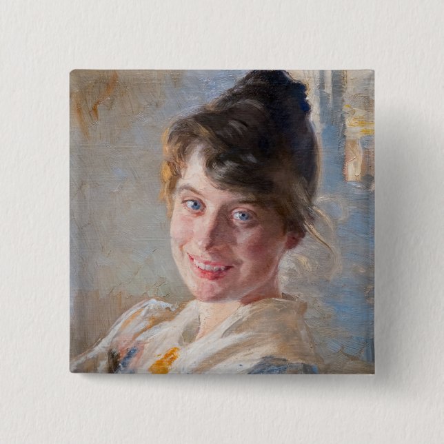 Kroyer - Portrait der Ehefrau Marie der Künstlerin Button (Vorderseite)