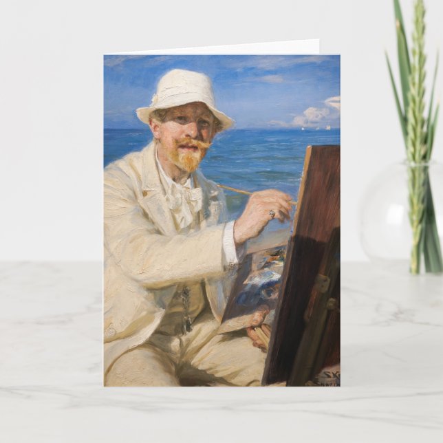 Kroyer - Selbstportrait am Strand von Skagen Karte (Vorderseite)