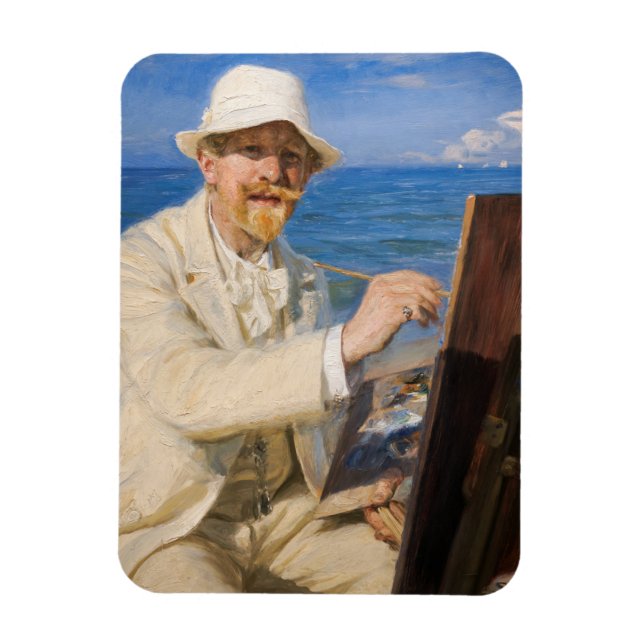 Kroyer - Selbstportrait am Strand von Skagen Magnet (Vertikal)