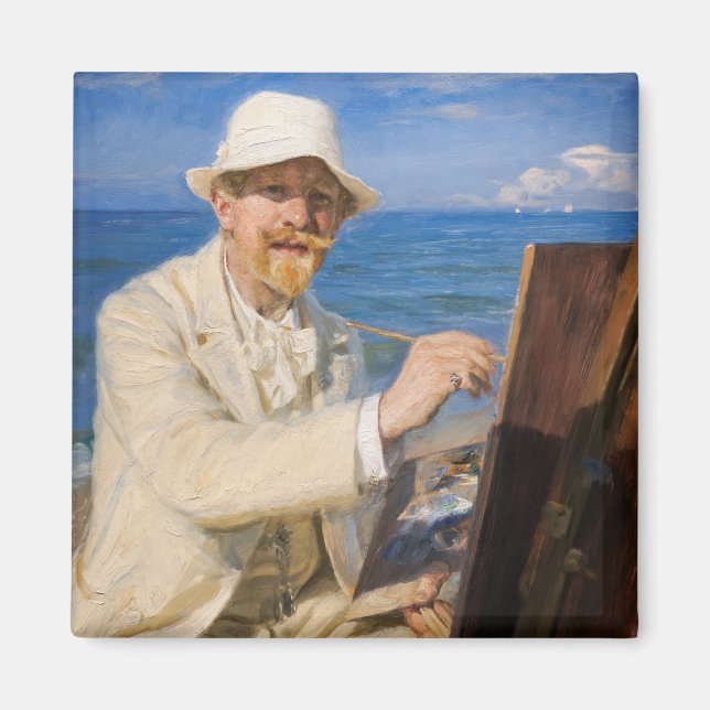 Kroyer - Selbstportrait am Strand von Skagen Magnet (Vorne)