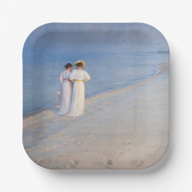 Kroyer - Sommer-Abend am Skagen Beach Pappteller (Vorderseite)