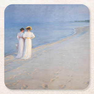 Kroyer - Sommerabend am Strand von Skagen Rechteckiger Pappuntersetzer