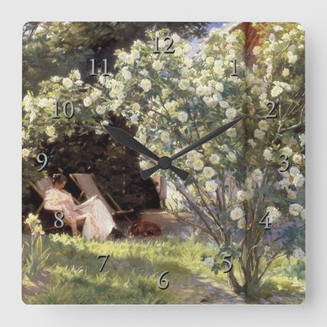 Kroyer's Les Roses Quadratische Wanduhr (Vorderseite)