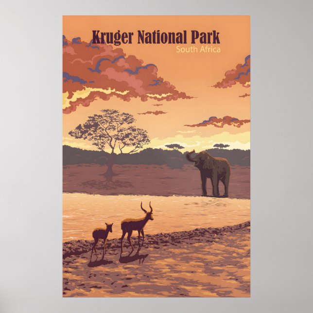 Kruger Nationalpark Südafrika Reiseplakat Poster (Vorne)
