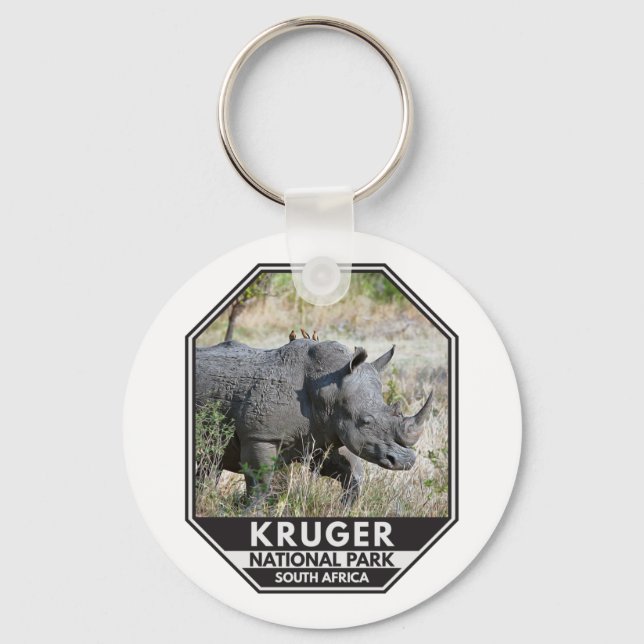 Kruger Nationalpark Südafrika Rhino Schlüsselanhänger (Vorderseite)