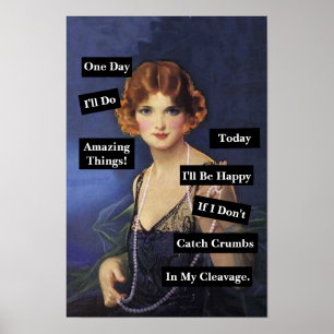 Krümel in meinem Dekolleté Vintage-Dame Lustig  Poster