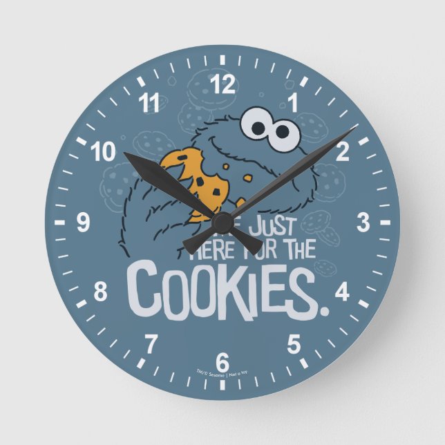 Krümelmonster Just Here for the Cookies Runde Wanduhr (Vorderseite)