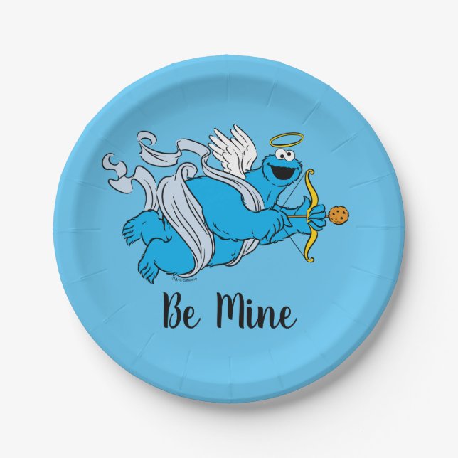 Krümelmonster Valentinus Kupid Pappteller (Vorderseite)