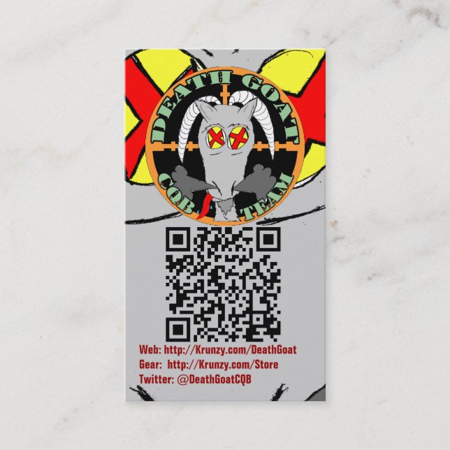 Krunzy.com und Todesziegen-Geschäfts-Karten mit QR Visitenkarte (Vorderseite)