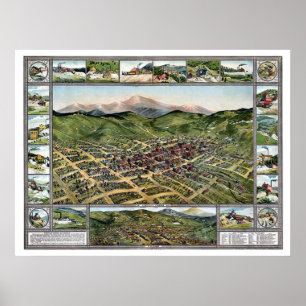 Krüppel-Nebenfluss, panoramische Karte Co - 1896 Poster