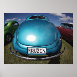 KRUZEN Blue Classic Car Weitwinkelaufnahme Poster