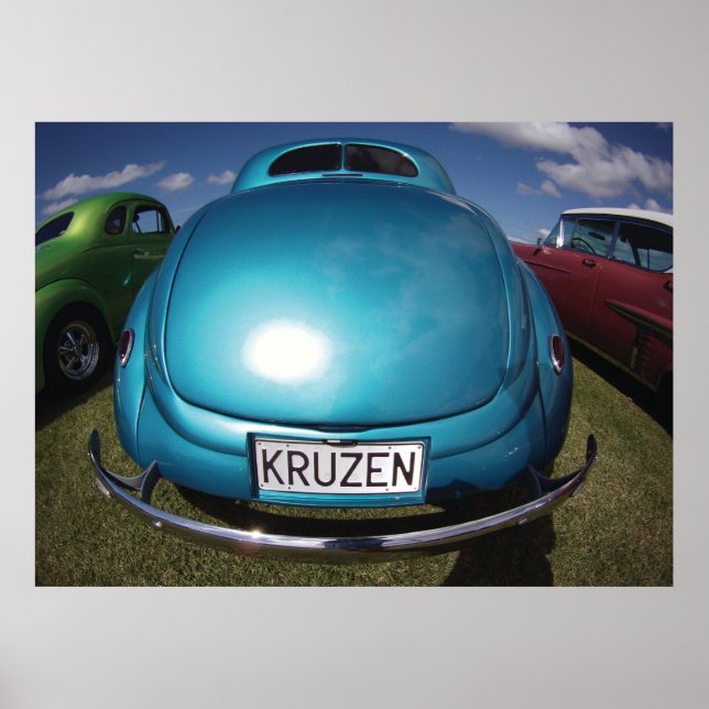 KRUZEN Blue Classic Car Weitwinkelaufnahme Poster (Vorne)