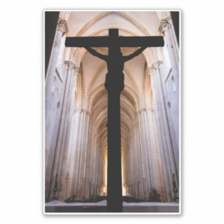 Kruzifix mit Jesus Christus. Gothic Alcobaca Abbey Aufkleber