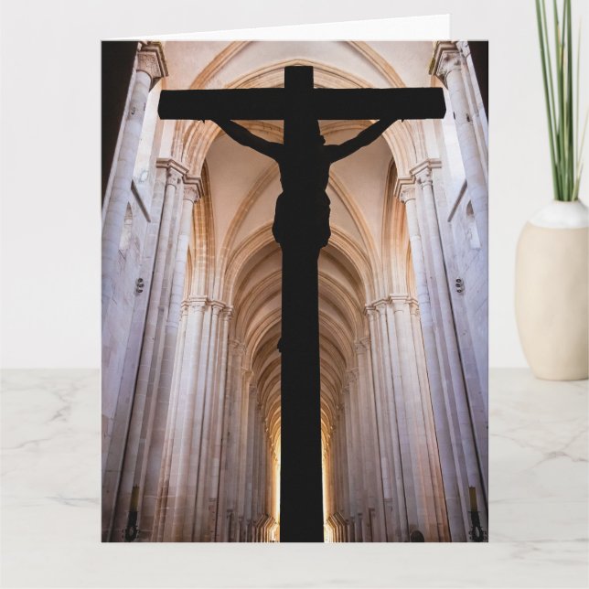Kruzifix mit Jesus Christus. Gothic Alcobaca Abbey Dankeskarte (Vorderseite)