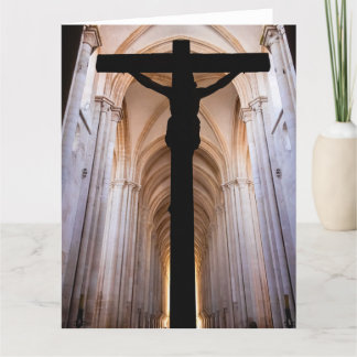 Kruzifix mit Jesus Christus. Gothic Alcobaca Abbey Dankeskarte