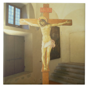 Kruzifix (Tempera auf Holz) Fliese